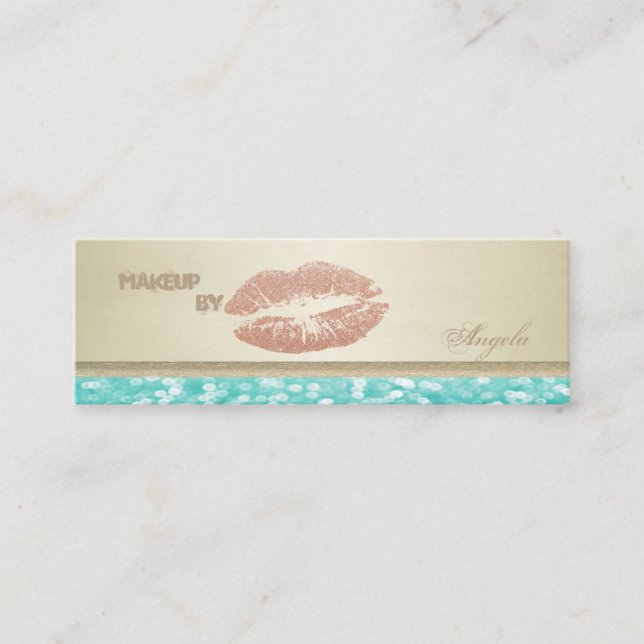 Modern Chic  Luxury Glittery-Lips Mini Business Card (Front)