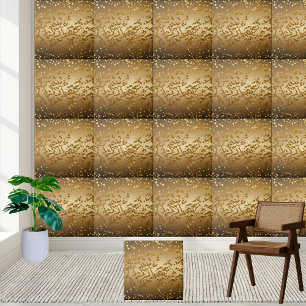Modern Chic Luxury Gold Black Glitter Sparkling Tile