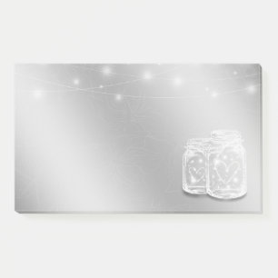 Modern Chic Mason Jars String Lights Silver Flower Post-it Notes