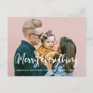 Modern chic Merry everything Holiday photo Postcard