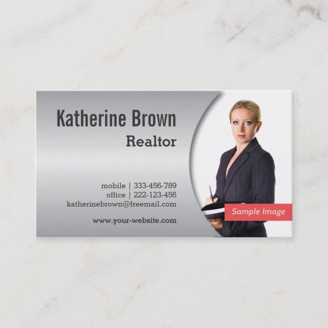 Modern, Chic, Metallic Gradient Effect Photo Business Card (Front)