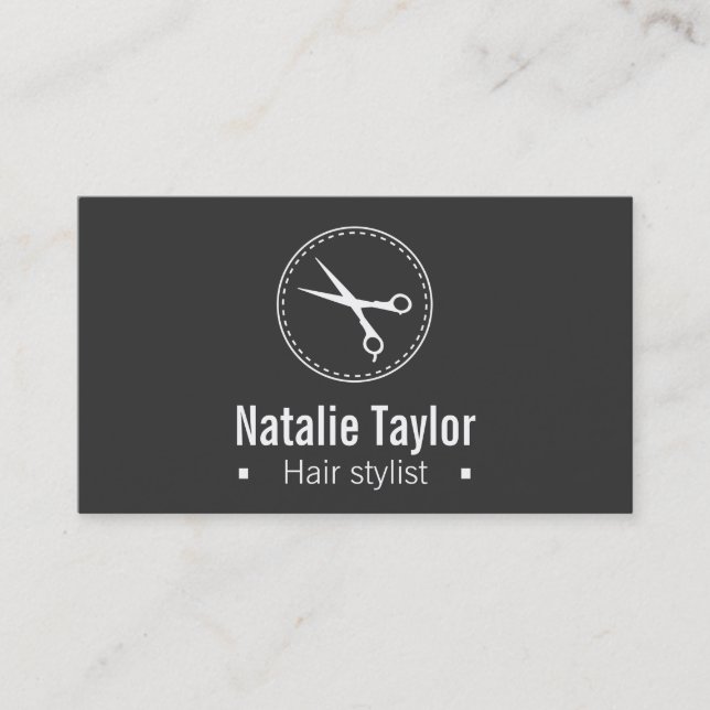 Modern, Chic, Minimalist, Black, Hair Stylist Business Card (Front)