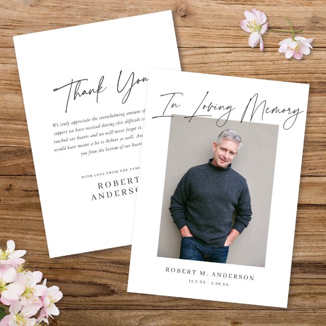 Modern Chic Minimalist In Loving Memory Photo Card (Creator Uploaded)