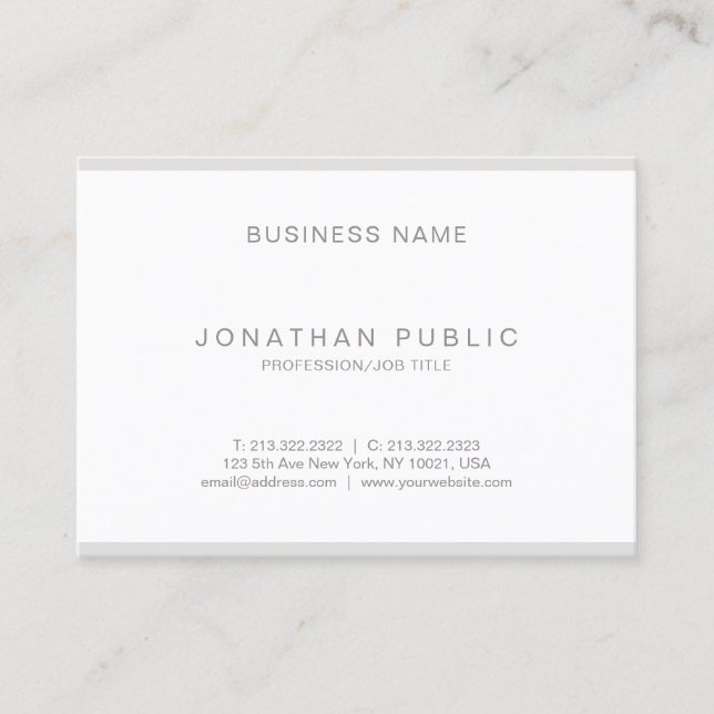 Modern Chic Minimalist Plain Clean Luxury Graceful Business Card (Front)