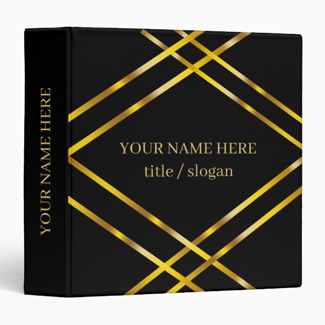 Modern Chic Minimalist Trendy Gold Geometric Binder (Front/Spine)