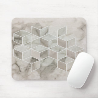 modern chic minimalist white marble geometric mouse pad