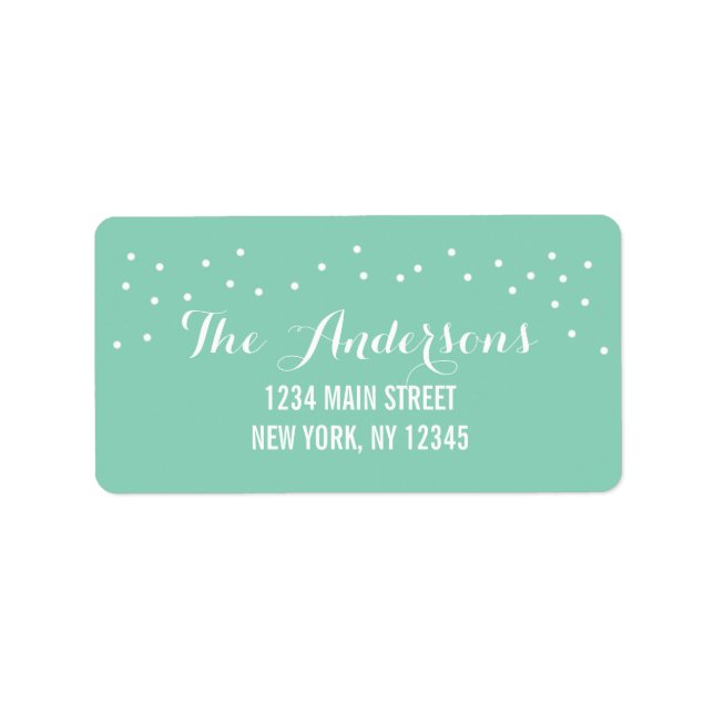 Modern Chic Mint Green and White Dots Label (Front)