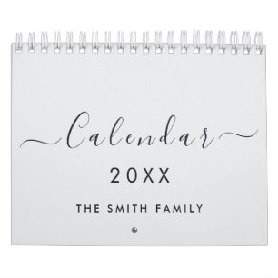 Modern Chic Mist Blue 2027 Typography Family Name Calendar