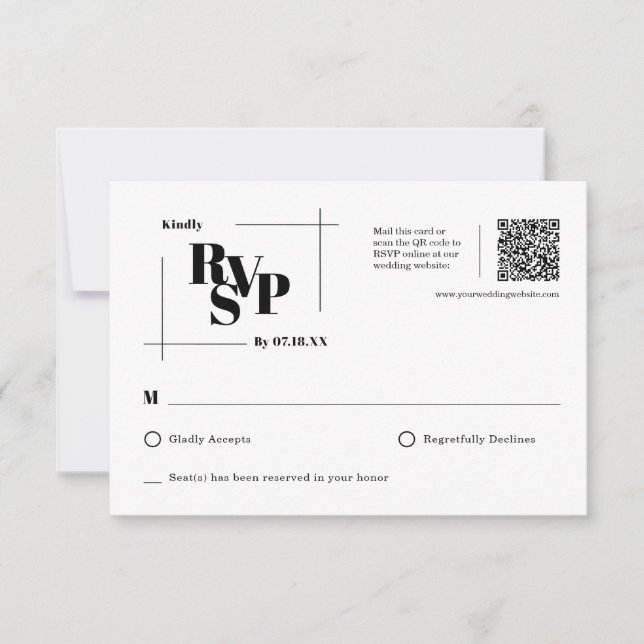 Modern Chic Monogram Minimal Wedding RSVP Postcard (Front)
