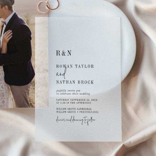 Modern Chic Monogram Simple Rustic Wedding Vellum Invitations (Modern Chic Monogram Simple Rustic Wedding Vellum Invitations)