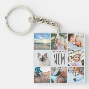 Modern Chic Mother's Day Mom Family Photo Collage Keychain