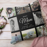 Modern Chic Mother's Day Mom Family Photo Collage  Throw Pillow<br><div class="desc">For the Best Mom Ever in your life: a modern,  trendy instagram family photo collage throw pillow with modern script typography and your personal name and message. This is the elegant black version.</div>