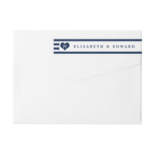 Modern Chic Navy Blue and White Wedding Wrap Around Label