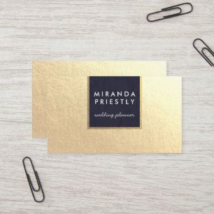 Modern Chic Navy Blue Faux Gold Foil Luxe Creative Business Card