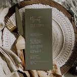 Modern Chic Olive Green Let's Eat Wedding Menu<br><div class="desc">This modern chic olive green let's eat wedding menu is perfect for a simple wedding. The woodsy boho design features rustic unique and stylish bohemian typography in a minimal woodland forest green colour.

This menu can be used for a wedding reception,  rehearsal dinner,  or any event.</div>