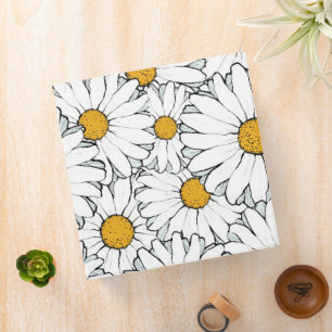 Modern Chic Ornate Daisy Floral Pattern Watercolor Binder