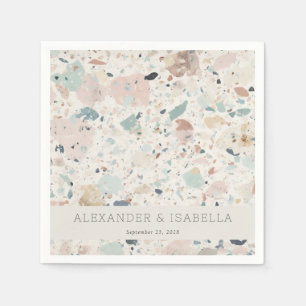 Modern Chic Pastel Terrazzo  Personalized Wedding  Napkin