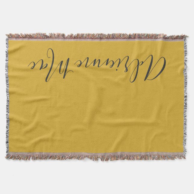 Modern Chic Personalized Gold & Grey Throw Blanket (Front)