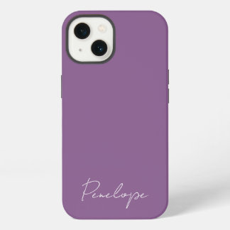 Modern Chic Personalized name script Dusky Purple iPhone 13 Case