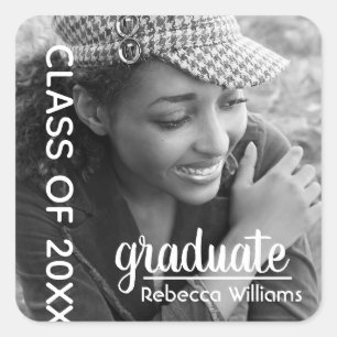 Modern Chic Photo 2025 Graduation  Square Sticker