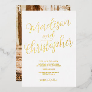Modern chic photo brush names white wedding 