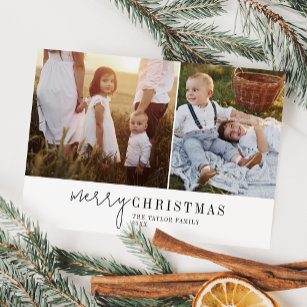 Modern Chic Photo Collage Christmas Holiday Card