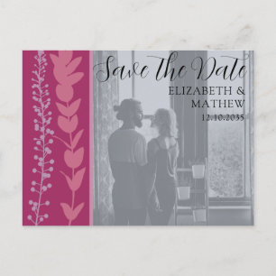 Modern Chic Photo & Foliage Save the Date Announcement Postcard