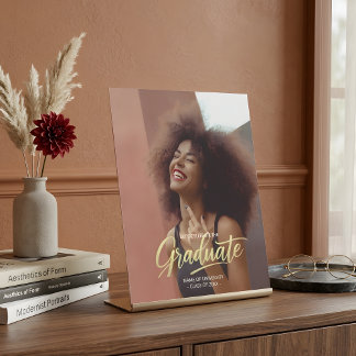 Modern Chic Photo Graduation Party Pedestal Sign