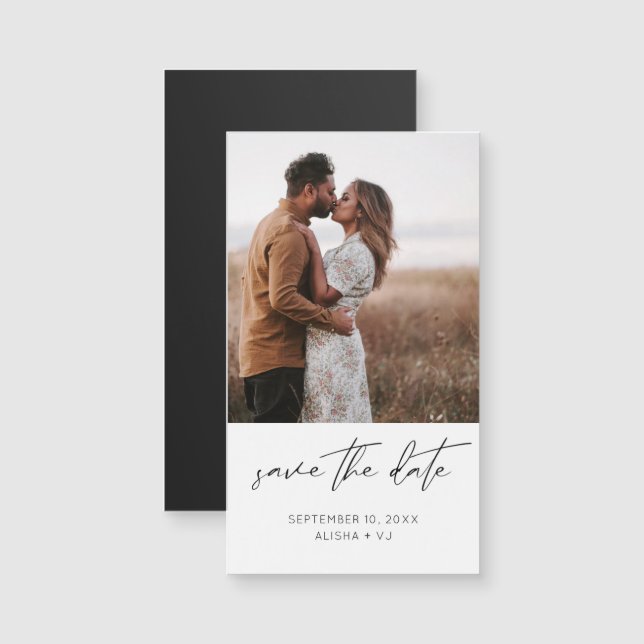  Modern Chic Photo Verti W Save the Date Magnet SM (Front/Back)