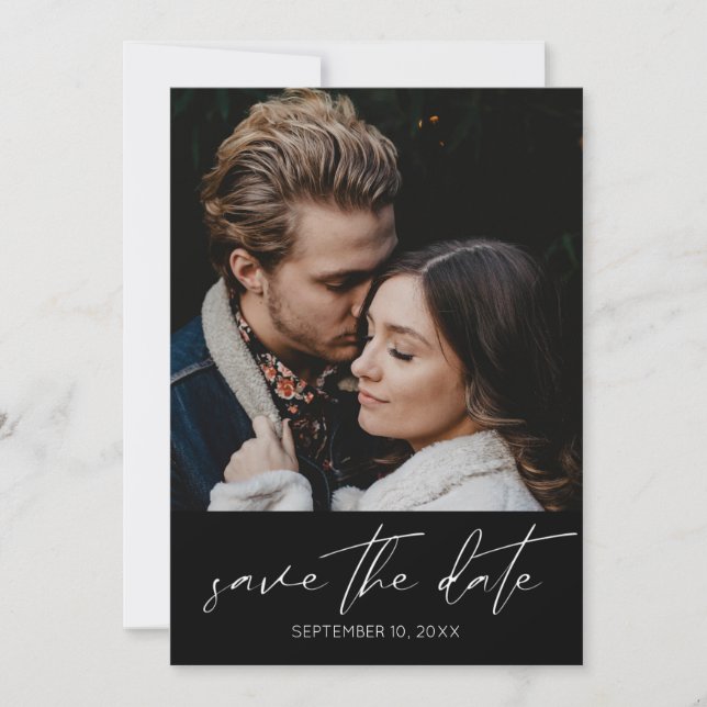 Modern Chic Photo Vertical Save the Date Invitation (Front)