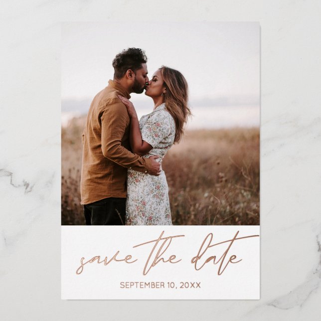 Modern Chic Photo Vertical Save the Date White (Front)