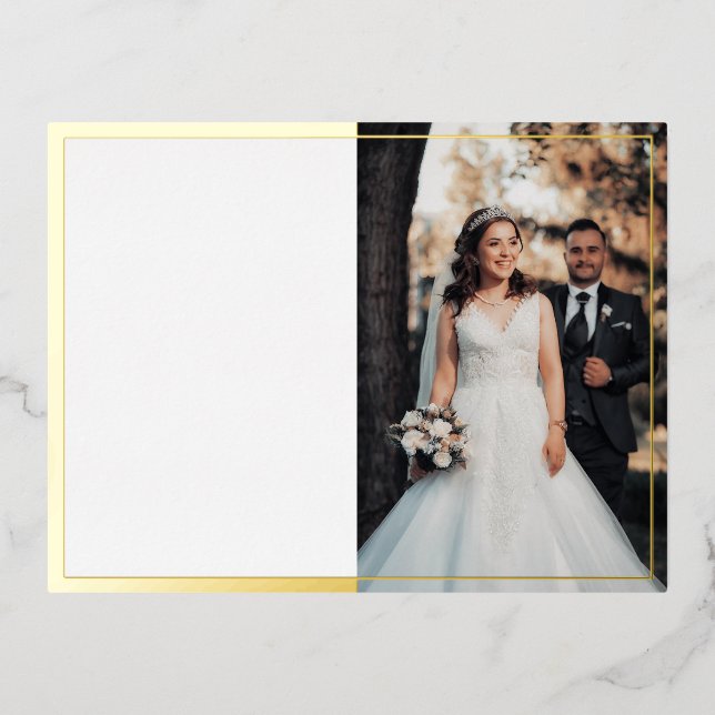 Modern Chic Photo Wedding Save The Date Foil Invitation Postcard (Front)