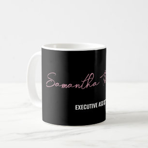 Modern Chic Pink Black Minimalist Script  Coffee Mug