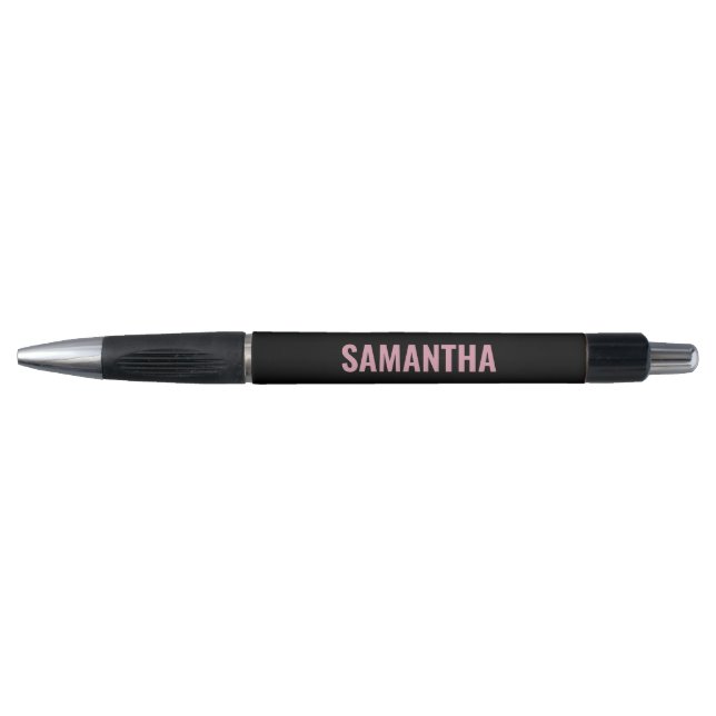 Modern Chic Pink, Black & White Pen (Front)