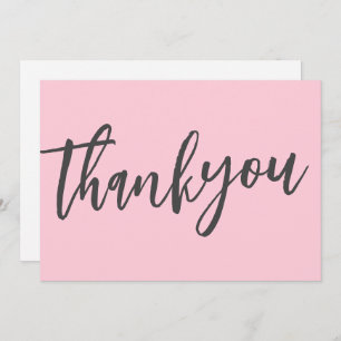 Modern Chic Pink Calligraphy Script Wedding  Thank You Card