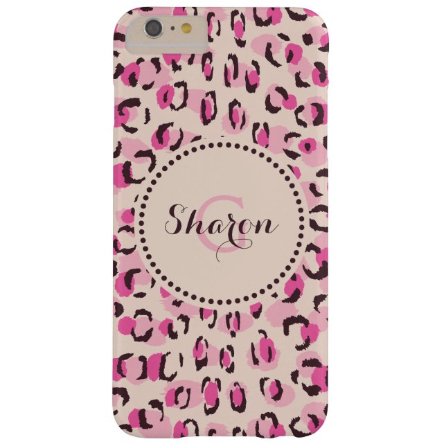 Modern chic pink cheetah print pattern monogram Case-Mate iPhone case (Back)