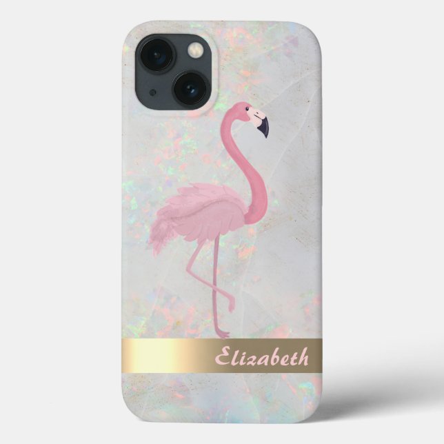 Modern Chic Pink Flamingos Opal Iridescent  Case-Mate iPhone Case (Back)