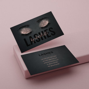 Modern Chic Pink Glitter & Black Lash Artist Business Card