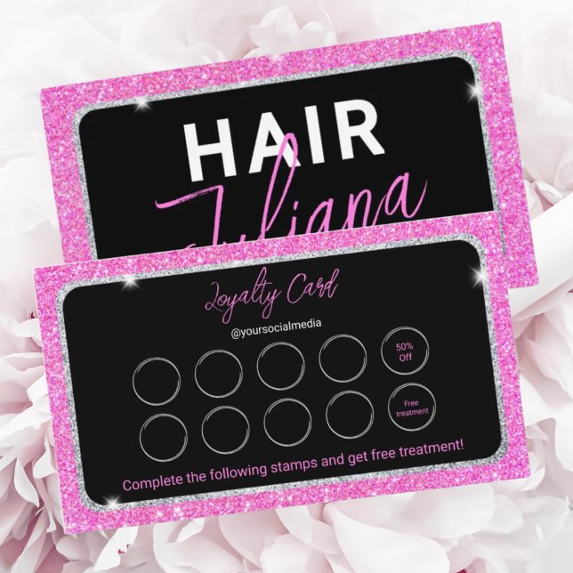 Modern Chic Pink Glitter Loyalty Card (Creator Uploaded)