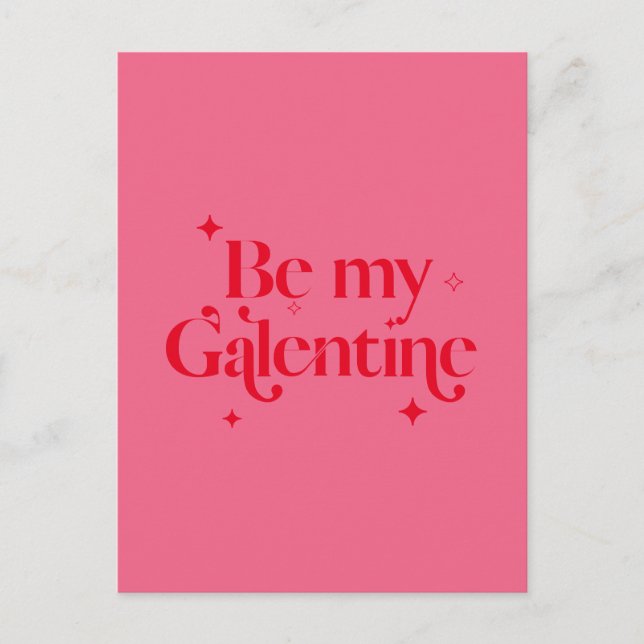 Modern Chic Pink Red Sparkle Friend Galentine Holiday Postcard (Front)