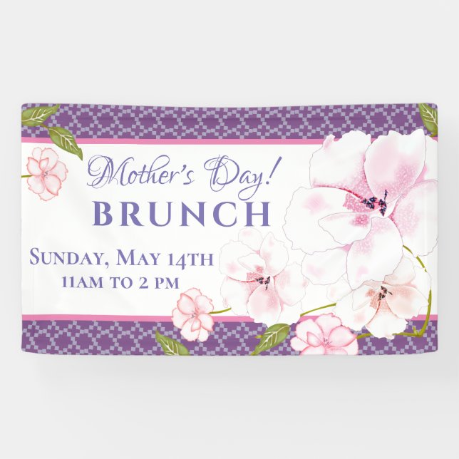 Modern Chic Pink Roses | Mother's Day Banner (Horizontal)