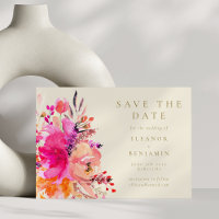 Modern Chic Pink Watercolor Floral Elegant Wedding