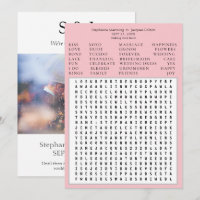 Modern Chic Pink Wedding Word Search Save Date