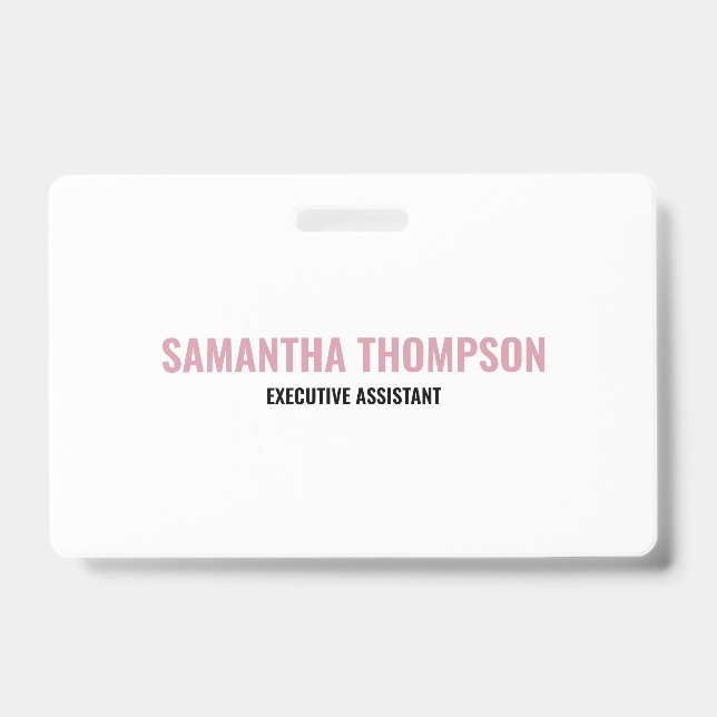 Modern Chic Pink, White & Black Badge (Front)