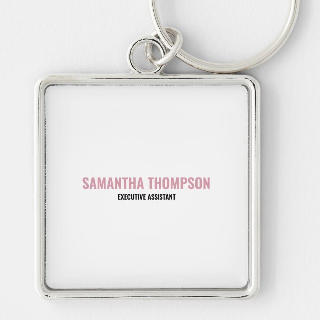 Modern Chic Pink, White & Black  Keychain (Front)