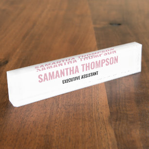 Modern Chic Pink, White & Black  Nameplate