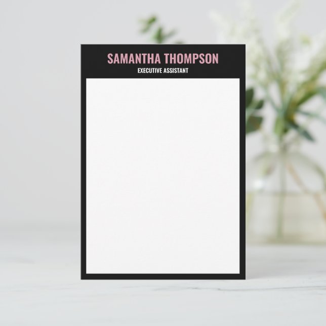 Modern Chic Pink, White & Black Note Card (Standing Front)