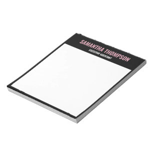 Modern Chic Pink, White & Black Notepad