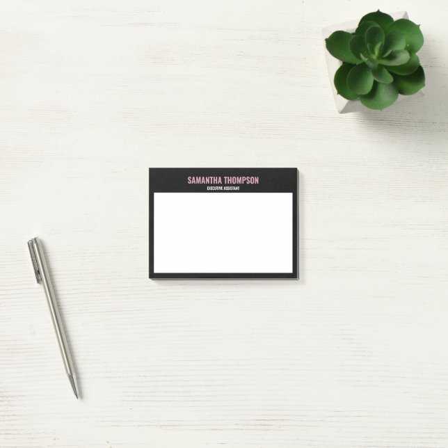 Modern Chic Pink, White & Black Post-it Notes (Office)