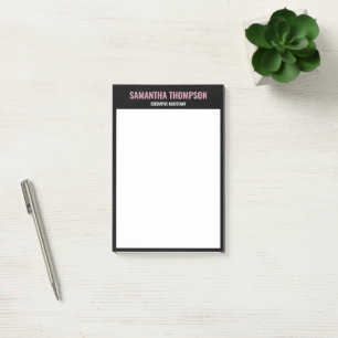 Modern Chic Pink, White & Black Post-it Notes